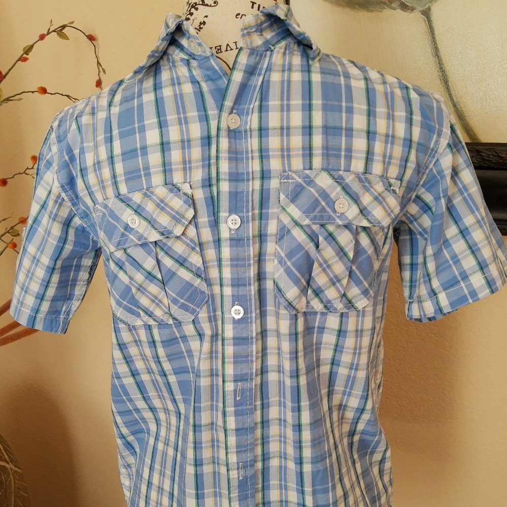 PD&C blue plaid boys shirt